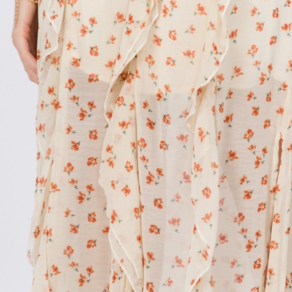 Yellow Floral Summer Maxi Dress With Back Ruffle - Picture 6 of 13